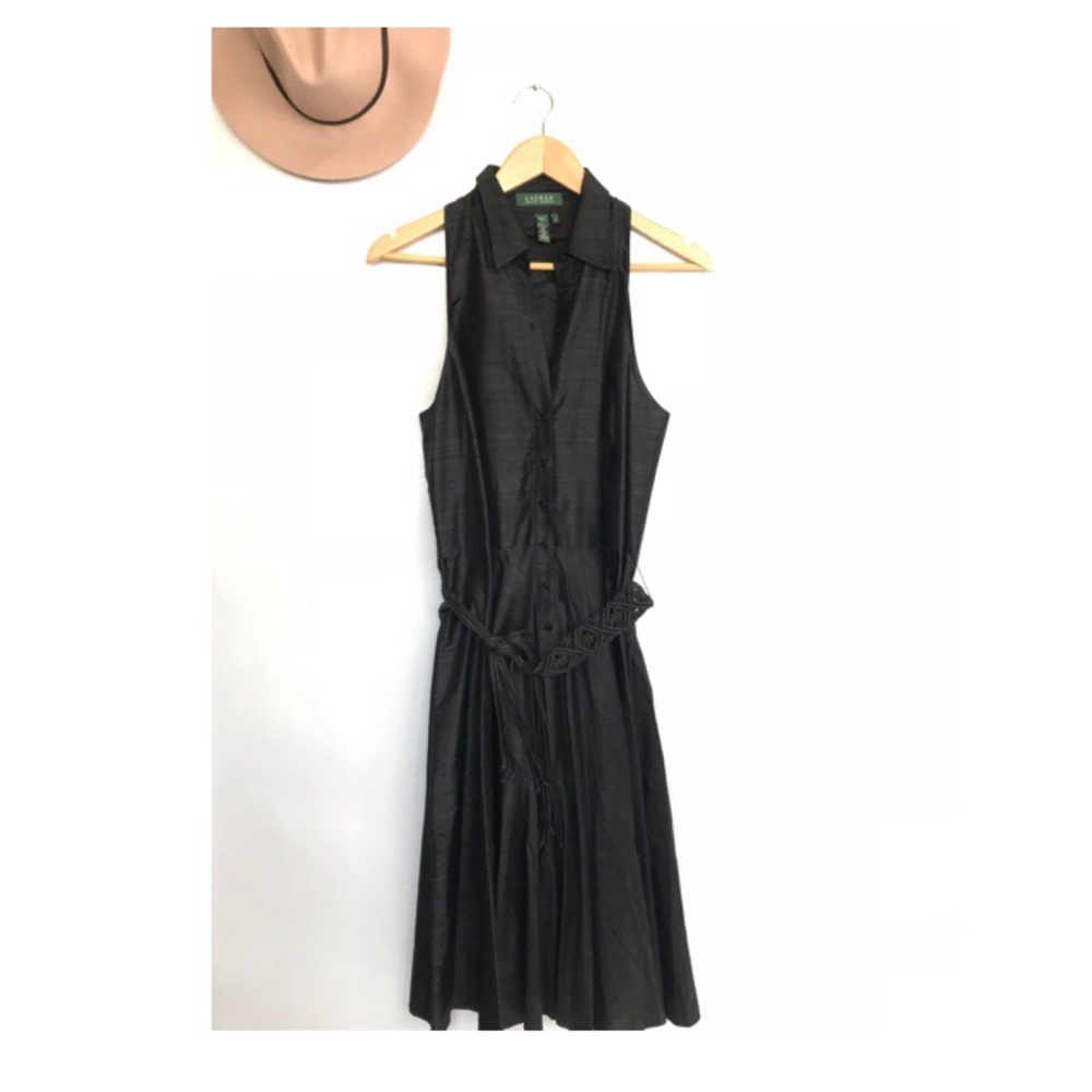 Ralph Lauren Black Silk Collar Tank Dress